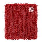 Huskein 100 PCS Christmas Beads Bulk, 33" Valentines Day Beads Necklaces, Mardi Gras Beads Necklaces Bulk, Red Round Beads For Parade Carnival Accessories Party Supplies Favors - color: Red