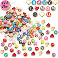 Sureio 114 Pcs Alloy Alphabet Letter Beads 8 mm Flat Round with Letter A-Z Plated Metal Initial Loose Spacer Beads for DIY Bracelet Necklace Earring Jewelry Craft Making(Bright Colors) - color: Bright Colors