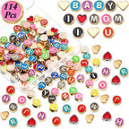 Sureio 114 Pcs Alloy Alphabet Letter Beads 8 mm Flat Round with Letter A-Z Plated Metal Initial Loose Spacer Beads for DIY Bracelet Necklace Earring Jewelry Craft Making(Bright Colors) - color: Bright Colors