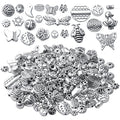 100g Antique Silver Spacer Beads Tibetan Alloy Ball Leaf Butterfly Flower Animal Spacers Loose Beads Spacer Charm Beads Craft Supplies for DIY European Bracelet Necklace Jewelry Making