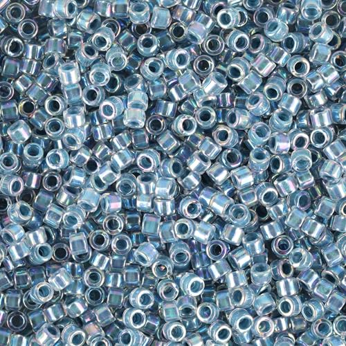 Miyuki Delica Seed Beads – Size 11/0 (1.6 mm), DB0058, Lined Light Blue AB, 7.2 g, Approx. 1440 Beads, Made in Japan - color: DB0058 - Lined Light Blue AB