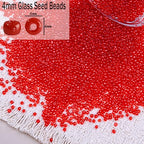 2000pcs Glass Seed Beads Bulk, 4mm 6/0 Mini Pony Spacer Small Individual Color Seed Beads for DIY Bracelet Necklaces Wrist Jewelry Making, Translucent Crimson - color: Translucent Crimson