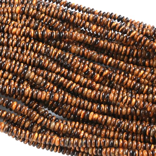 150PCS 2x4mm Natural Yellow Tiger Eye Rondelle Beads Abacus Disk Stone Beads Round Loose Spacer Gemstone Beads for DIY Bracelet Necklace Jewelry Making - color: Yellow Tiger Eye Stone, size: 2x4mm Abacus Disk