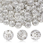 TOAOB 100pcs 12mm Silver Filigree Hollower Ball Beads Round Metal Loose Spacer Beads for DIY Crafts Bracelets Necklaces Earrings Jewelry Making - color: Silver, size: 12mm