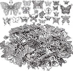 Jdesun 100g Craft Supplies Antique Silver Mixed Butterfly Charms Fly Insect Pendant Charms for DIY Necklace Bracelet Crafting,30-60pcs - style: Silver Butterfly Charms