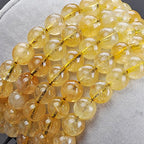 MASSIVE BEADS Natural Healing Power Gemstone Crystal Beads Unisex Adjustable Macrame Bracelets - color: Citrine, size: 8mm