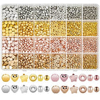 selizo 2160 Pieces Gold Spacer Beads Set, Assorted Bracelet Beads for DIY Jewelry Making(Gold, Sliver, Rose Gold, KC Gold)