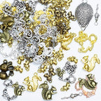 stino 100g Metal Pendant Charms for Jewelry Making, Bulk Silver & Gold Plated Charms for Braclet Necklace Crafts, Animal Plant Flower Pet and so on - color: Mouse Silver & Gold