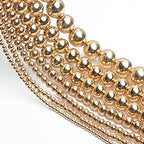 Song Xi 14K Gold Hematite Beads Round Loose Beads for Jewelry Making DIY Bracelets and Necklaces 6mm/60pcs - color: 14k gold, size: 6mm