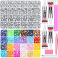 40000Pcs Resin Rhinestones with B7000 Jewelry Glue for Bedazzling Crafting, Rainbow Crystals Flat Back Gems with Craft Adhesive for DIY Graduation Cap Clothes Tumblers Shoes Nails and Face - size: 2mm-6mm
