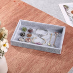 2 Pcs 9" x 5.7" Velvet Jewelry Tray Jewelry Display Tray, Stackable Empty Plate Trays for Earrings Necklaces Bracelet Rings Display Showcase - Grey - color: Grey, size: Flat Tray 9"x5.7"