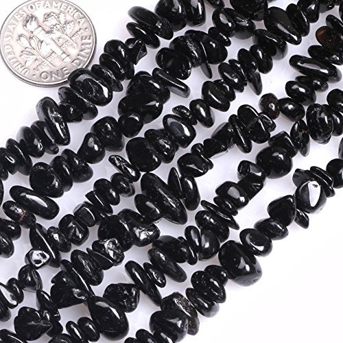 GEM-Inside 7-8MM Labradorite Chips Beads Gemstone Gem Loose Beads Findings Accessories Strand 34 Inches - color: Black Tourmalin