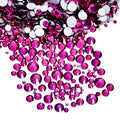 AD Beads 1440 Pieces Mixed Size No Hotfix Glue on Quality Glass Flatback Rhinestones Round Crystal Gems (25 Fuchsia) - color: Fuchsia 25