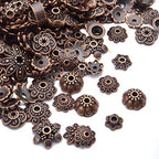 BronaGrand 100 Gram(About 180-350pcs) Bead Caps Metal Spacers Jewelry Findings Accessories for Bracelet Necklace Jewelry Making,Antique Copper - color: Antique Copper