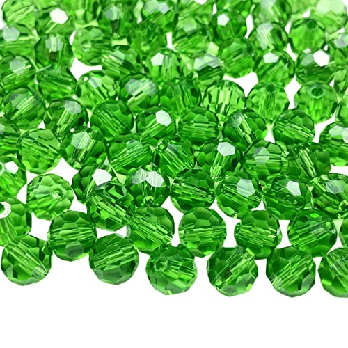 Jmassyang 200 Pieces 6mm Faceted Round Crystal Glass Beads Spacer Beads for Jewelry Making, Bracelets Necklaces Earrings Wind Chimes Suncatchers(Green) - color: Green, size: 6mm
