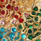 Crystal Zirconia Gold Plated Brass Charms for Jewelry Making Bracelet Necklace Earring Pendant Craft Supplies DIY Accessories - color: HeartA-Mix-5Pcs