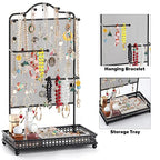 Meangood Black Jewelry Organizer Stand, Earring Holder Rack for Hanging Earrings Necklace Bracelets Watches Jewelry Display Large Rings Storage as Women Gift - color: Earring Black
