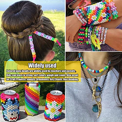 1000 Pcs White Pony Beads for Jewelry Making - Christmas & Friendship Bracelets, DIY Bracelet & Necklace - 6x9mm - color: White