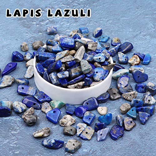 500 pcs Natural Chip Stone Beads, Lapis Lazuli 5-8 mm Irregular Gemstones Healing Crystal Loose Rocks Bead Hole Drilled for Jewelry Making Bracelet - color: Lapis Lazuli