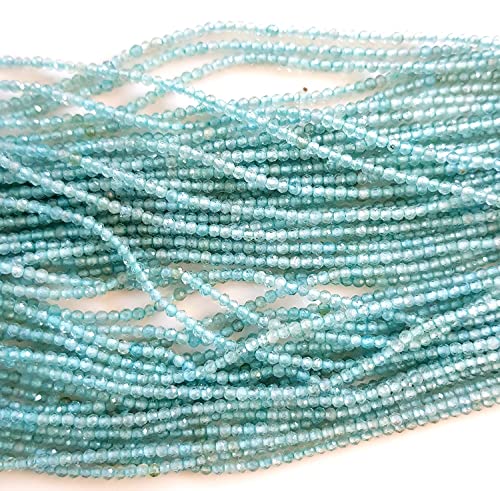 3 Strand Apatite Gemstone Faceted Beads | Natural/Genuine Gemstone Micro Faceted Beads Jewelry Making 12 Inch Size - 1.5 to 2 MM [MSKU 18]