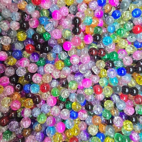 DandS ltd Crackle Lampwork Glass Beads for Jewelry Making, Mixed, Vibrant DIY Bracelets, Necklaces, Earrings, Beading Supplies & Craft Kits for Handmade Jewelry, 80pcs 0.39 inch (10mm), #J290-10 - color: Mixed Colors