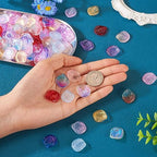 Glass Leaf Beads Crystal Glass Leaf Charms Transparent Leaves Pendants Tiny Green Leaf Bead Caps for Christmas Earring Bracelet Jewelry Making DIY Keychain Craft - color: 10 Colors-Petaline