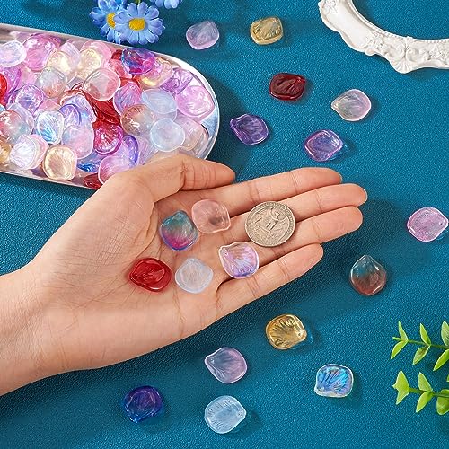 Glass Leaf Beads Crystal Glass Leaf Charms Transparent Leaves Pendants Tiny Green Leaf Bead Caps for Christmas Earring Bracelet Jewelry Making DIY Keychain Craft - color: 10 Colors-Petaline