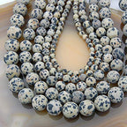 Natural Matte Gemstone Round Spacer Beads (4mm, Dalmation Jasper) - color: Dalmation Jasper, size: 4mm