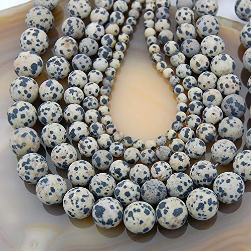 Natural Matte Gemstone Round Spacer Beads (4mm, Dalmation Jasper) - color: Dalmation Jasper, size: 4mm