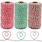Anvin Natural Jute Twine - 984 Feet, 10 Ply, 2mm Thick, Green, Red, White (Pack of 3) - Bakers, Butcher, Baking, Arts & Crafts, Gardening - color: Red White & Green White & Red White Green