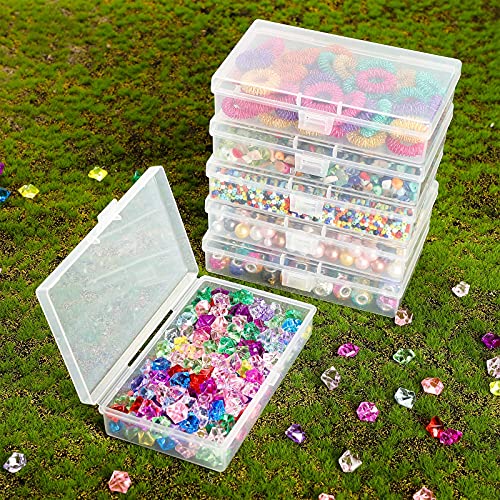 Jetec 6 Pieces Mini Plastic Clear Beads Storage Containers Box for Collecting Small Items, Beads, Jewelry, Business Cards, Game Pieces, Crafts (5.2 x 3 x 1.2 Inch) - size: 5.2 x 3 x 1.2 Inch