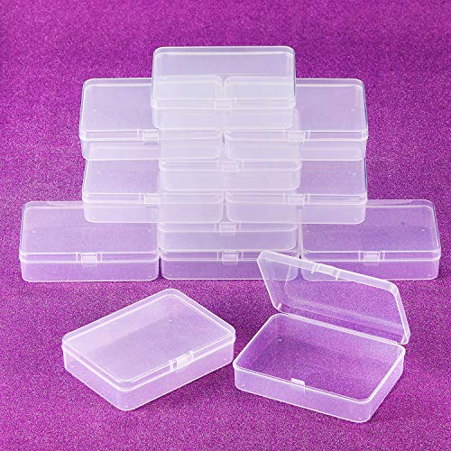 SATINIOR 12 Pack Clear Plastic Beads Storage Containers Box with Hinged Lid for Beads and More (4.45 x 3.3 x 1.18 Inch) - size: 4.45 X 3.3 X 1.18 Inch