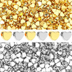 Augshy 700Pcs Silver Gold Heart Beads, Heart Spacer Beads for Bracelets Jewelry Bracelet Making Birthday Party Necklace Friendship DIY Crafts - style: Gold Silver Heart Style