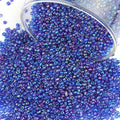 Size 2 mm 11/0 Glass Seed Beads, 10100 Pcs Small Mini Spacer Loose Pony Beads for Jewelry Making and DIY Crafts (AB Blue Purple) - color: AB Blue Purple, size: Small