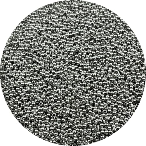 4000pcs Silver Plated Round Beads for Craft 2.5mm Smooth Round Ball Spacer Beads for Jewelry Making DIY Necklaces Bracelets Earrings Decoration - color: Silver, size: 2.5mm