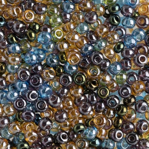 John Bead Czech Glass Seed Bead/Pony Bead 6/0 (100g) Mix Crystal Multi Luster Beads for DIY Arts Crafts Jewelry Bracelets Necklaces Earrings Making - color: Crystal Luster Mix