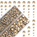 10000Pcs 2-Boxes Mixed Size Hot Fix Round Crystals Gems Glass Stones Hotfix Flat Back Rhinestones with Tweezers and Picking Pencil (Light Champagne) - color: Light Champagne, size: 2-Box (10000pcs)