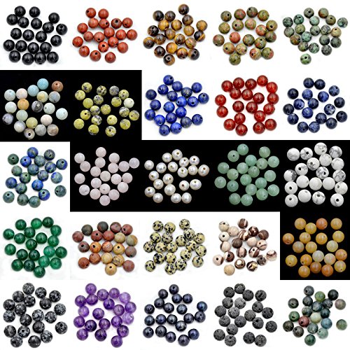 AD Beads Natural Gemstone 10mm Round Loose Beads Big Hole 2mm Sized 30pcs (White Pearl) - color: White Pearl