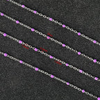 UMAOKANG 33ft Bead Chain for Jewelry Making Stainless Steel Cable Link Chain Spool Lavender Beaded Bracelet Chain with Open Jump Rings and Lobster Clasps - color: Lavender Bead-Steel