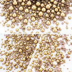 60g Antique Gold Flatback Half Round Pearls Mixed Size 3-10mm Resin Craft Beads for Nail Art, Face Gems, DIY Jewelry Making - color: Antique Gold, size: 60g