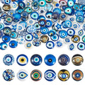 100Pcs/Set Flat Round Transparent Glass Cabochons with Pattern Eye Flatback Glass Dome Flatback Cab Beads for Photo Cameo Jewelry Making Necklace Ring DIY Crafts 12x4mm Evil Eye - color: 100Pcs-12x4mm-Evil Eye