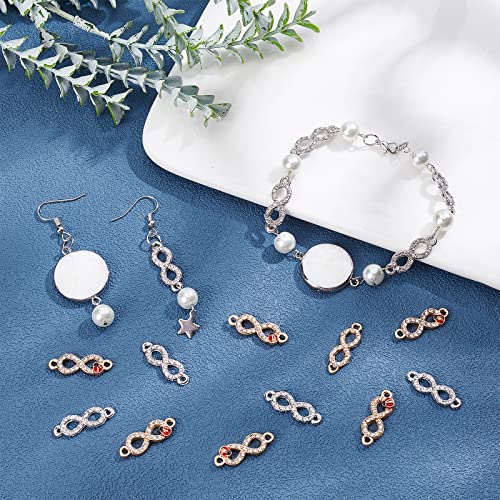 SUPERFINDINGS 48Pcs 3 Style Alloy Rhinestone Links Connectors Metal Infinity Pendants Connectors Infinity Symbol Connexter Link for DIY Jewelry Making
