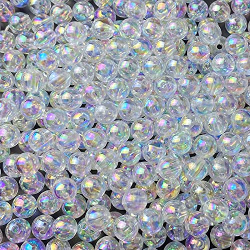 300 Pcs 8mm Acrylic Round Beads AB Colors Round Spacer Beads for Earring Bracelet Necklace Key Chains Jewelry DIY Craft Making(Clear AB) - color: Clear AB, size: 8mm