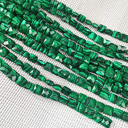 Natural Stones Beads, Square Faceted Beading Malachite Gemstone Loose Beads for Jewelry Making 7.9 inches 2 Strands - color: malachite