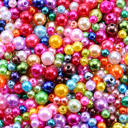 ToBeIT 2270pcs Satin Luste Beads Plastic Pearl Bead Pearls Colored Beads with Holes for Assortment Beading DIY Craft Necklaces Bracelets Jewelry Making 3size (5,6,8MM)