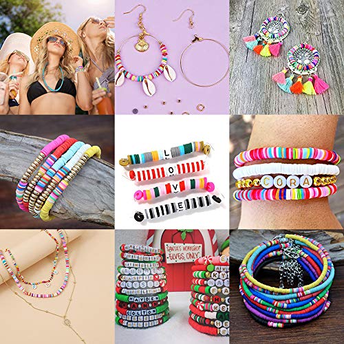 11 Strands Clay Beads-Heishi Beads Flat Round Heishi Disc Beads Polymer Clay Spacer for Bracelets Earring Necklaces Jewelry Making (6mm 4500Pcs+420Pcs) - color: Mutilcolor 02