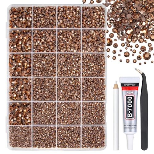 qiipii Retro Copper Resin Rhinestones w B7000 Jewelry Glue for Bedazzling Crafting 2mm 3mm 4mm 5mm 6mm Brown Flatback Jelly Stones Diamonds Gems Charms for Nails Face Eyes Makeup Tumblers Crafts Shoes - color: Brown, size: Jelly Ab
