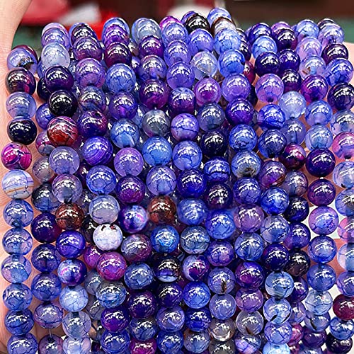 45pcs 8mm Purple Dragon Vein Agate Beads Natural Gemstone Beads Round Loose Beads for Jewelry Making - color: Purple Dragon Vein Agate, size: 8mm