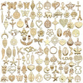 100 Pieces Jewelry Making Charms Pendants for Bracelet Bulk lot Necklace Earrings Keychain Charms Beads DIY Kit Trendy Craft - style: Gold Heart Butterfly