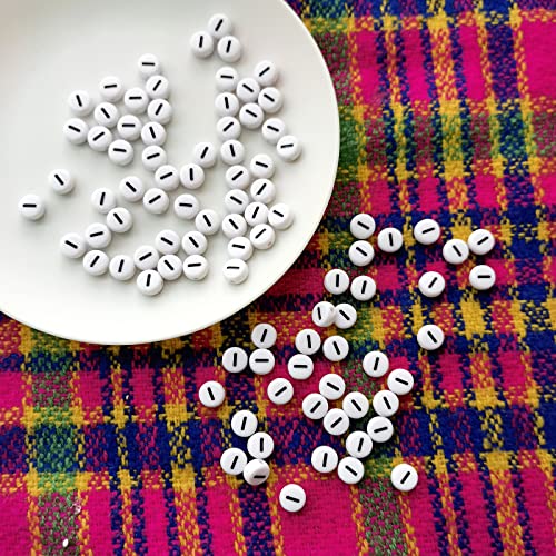 Amaney Letter Beads I 100pcs 7x4mm White Round Acrylic Black Alphabet for Bracelet Jewelry Making - color: I